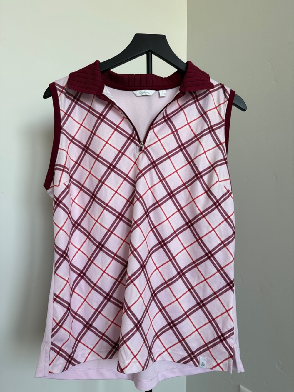 Lady Hagen Pink Plaid Sleeveless Golf Tank, like new!